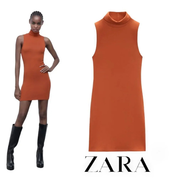 ZARA | Orange | HALTER DRESS - Picture 1 of 6